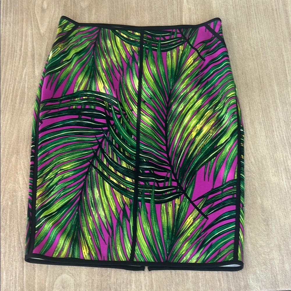 Tropical Leaf Print Skirt